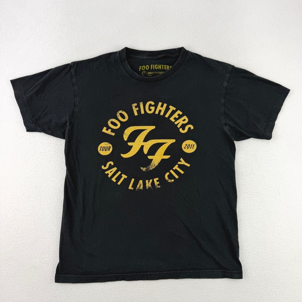 Foo Fighters 2011 Tour Band Tee Adult M‎ Black Logo Graphic T-Shirt Salt Lake